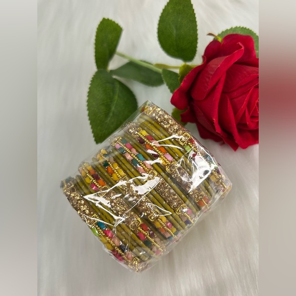 Mustard Gold Bangle Set - Picture 2 of 3